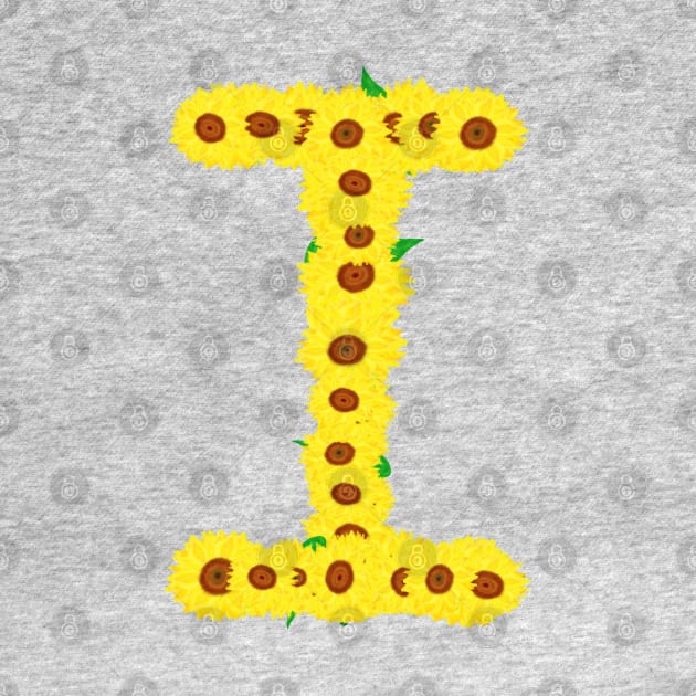 Sunflowers Initial Letter I (White Background) by Art By LM Designs 